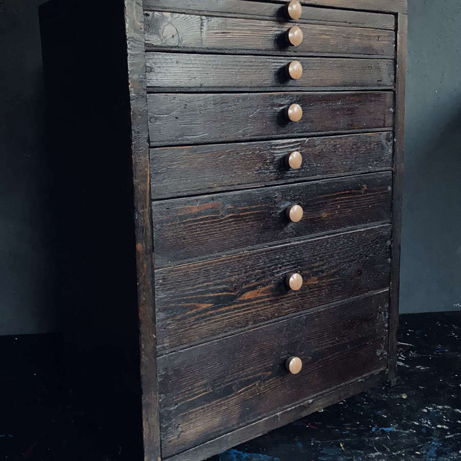 A late 19thC scratch-built set of collector’s drawers.