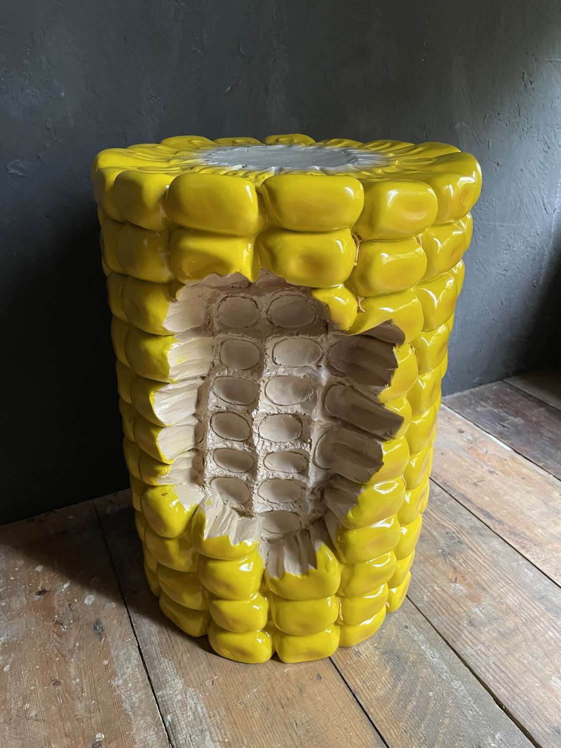 Giant sweetcorn resin stool.